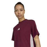T-Shirt Donna Adidas Essentials 3 Stripes Bordeaux Bianco | NonSoloSport