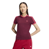 T-Shirt Donna Adidas 3 Stripes Bordeaux Rosa | NonSoloSport