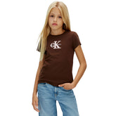 T-Shirt Bambina Calvin Klein Monologo Marrone | NonSoloSport