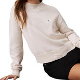 Maglione Donna Calvin Klein Monogramma Beige | NonSoloSport
