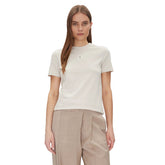 T-Shirt Donna Calvin Klein Regular Woven Label Beige | NonSoloSport