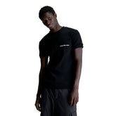 T-Shirt Uomo Calvin Klein Manica Corta Costina Stretch Logo Linear Nero | NonSoloSport