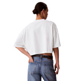 T-Shirt Donna Calvin Klein Crop Stile College Bianco | NonSoloSport