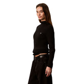 Maglione Donna Calvin Klein Woven Label Nero | NonSoloSport