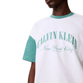 T-Shirt Uomo Calvin Klein Stile College Bianco Verde | NonSoloSport