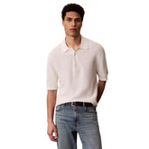 Polo Uomo Calvin Klein Waffle Knit Bianco | NonSoloSport