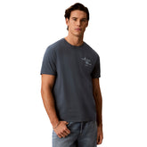 T-Shirt Uomo Calvin Klein 30S Lines Seasonal Blu | NonSoloSport