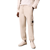 Pantalone Jogger Uomo Calvin Klein Terry Logo Badge Beige | NonSoloSport