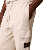 Pantalone Jogger Uomo Calvin Klein Terry Logo Badge Beige | NonSoloSport
