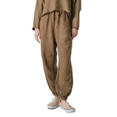 Pantalone Donna Deha Jogger Lino Elastic Details Marrone | NonSoloSport