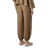 Pantalone Donna Deha Jogger Lino Elastic Details Marrone | NonSoloSport
