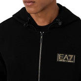 Felpa Uomo Emporio Armani 7 Poly Stretch Piquet Full Zip Cappuccio Gold Label Nero | NonSoloSport
