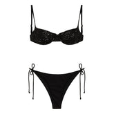 Costume Bikini Donna F**K Paillettes Nero | NonSoloSport