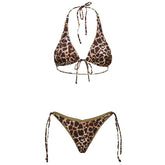 Costume Bikini Donna F**K Triangolo Leopard Perline Multicolor | NonSoloSport