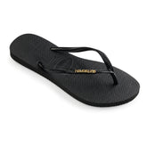 Ciabatta Donna Havaianas Slim Logo Metallic Nero Oro | NonSoloSport