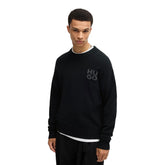 Maglione Uomo Hugo Vergine Melange Logo Scomposto Nero | NonSoloSport