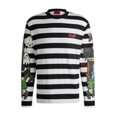 T-Shirt Manica Lunga Uomo Hugo Stampa Grafica Bianco Nero | NonSoloSport