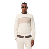 Felpa Uomo Lacoste Color Block Girocollo Beige | NonSoloSport