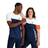 T-Shirt Le Coq Sportif Colorblock N1 Blu Bianco | NonSoloSport