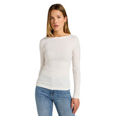 T-Shirt Manica Lunga Donna Lee Jeans Boat Neck Beige | NonSoloSport