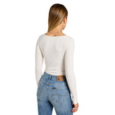 T-Shirt Manica Lunga Donna Lee Jeans Boat Neck Beige | NonSoloSport