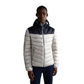 Giacca Uomo Napapijri Aerons Colourblock Padded Full Zip Cappuccio Bianco Sporco | NonSoloSport