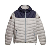 Giacca Uomo Napapijri Aerons Colourblock Padded Full Zip Cappuccio Bianco Sporco | NonSoloSport