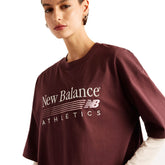 T-Shirt Donna New Balance Overside Trackside Bordeaux | NonSoloSport