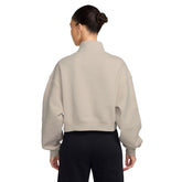 Felpa Crop Donna Nike Studio Fleece Medium Weight Beige | NonSoloSport