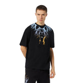 T-Shirt Uomo Phobia Bicolor Blue Yellow Lightning Print Black | NonSoloSport