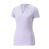 Puma T-Shirt Rib Neck Classics Donna Lilla | NonSoloSport