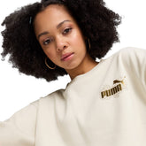 Felpa Donna Puma Ess+ Class Act Beige | NonSoloSport