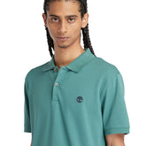 Polo Uomo Timberland Piquet Stretch Small Logo Embro Verde Acqua | NonSoloSport