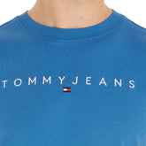 T-Shirt Uomo Tommy Jeans Linear Logo Azzurro | NonSoloSport