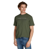 T-Shirt Uomo Tommy Jeans Linear Logo Verde | NonSoloSport
