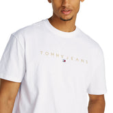 T-Shirt Uomo Tommy Jeans Linear Gold Bianco | NonSoloSport