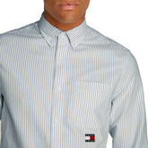 Camicia Uomo Tommy Jeans Oxford Bianco Azzurro | NonSoloSport