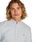 Camicia Uomo Tommy Jeans Slim Stripe Oxford Bianco Azzurro | NonSoloSport