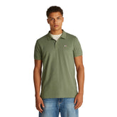 Polo Uomo Tommy Jeans Piquet Slim Placket Verde Militare | NonSoloSport