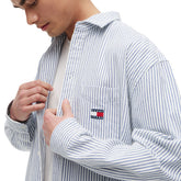 Camicia Uomo Tommy Jeans Stripe Oxford Bianco Blu | NonSoloSport