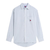 Camicia Uomo Tommy Jeans Stripe Oxford Bianco Blu | NonSoloSport