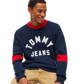 Maglione Uomo Tommy Jeans New Classics Blu Bianco | NonSoloSport