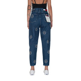 Tommy Jeans Pantalone Denim Mom Loghi L32 Donna Blu | NonSoloSport