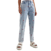 Tommy Jeans Pantalone Mom Aop Logo Donna Azzurro | NonSoloSport
