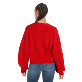 Cardigan Donna Tommy Jeans Cotone Punto Inglese Rosso | NonSoloSport