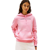 Felpa Donna Tommy Jeans Logo Ricamo Rosa | NonSoloSport