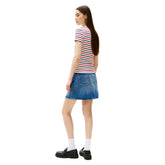 T-Shirt Donna Tommy Jeans Slim Essential Rib Bianco Rosso | NonSoloSport