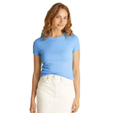 T-Shirt Donna Tommy Jeans Rib Slim Celeste | NonSoloSport