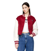 Giacca Donna Tommy Jeans Crop Varsity Rosso | NonSoloSport