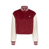 Giacca Donna Tommy Jeans Crop Varsity Rosso | NonSoloSport